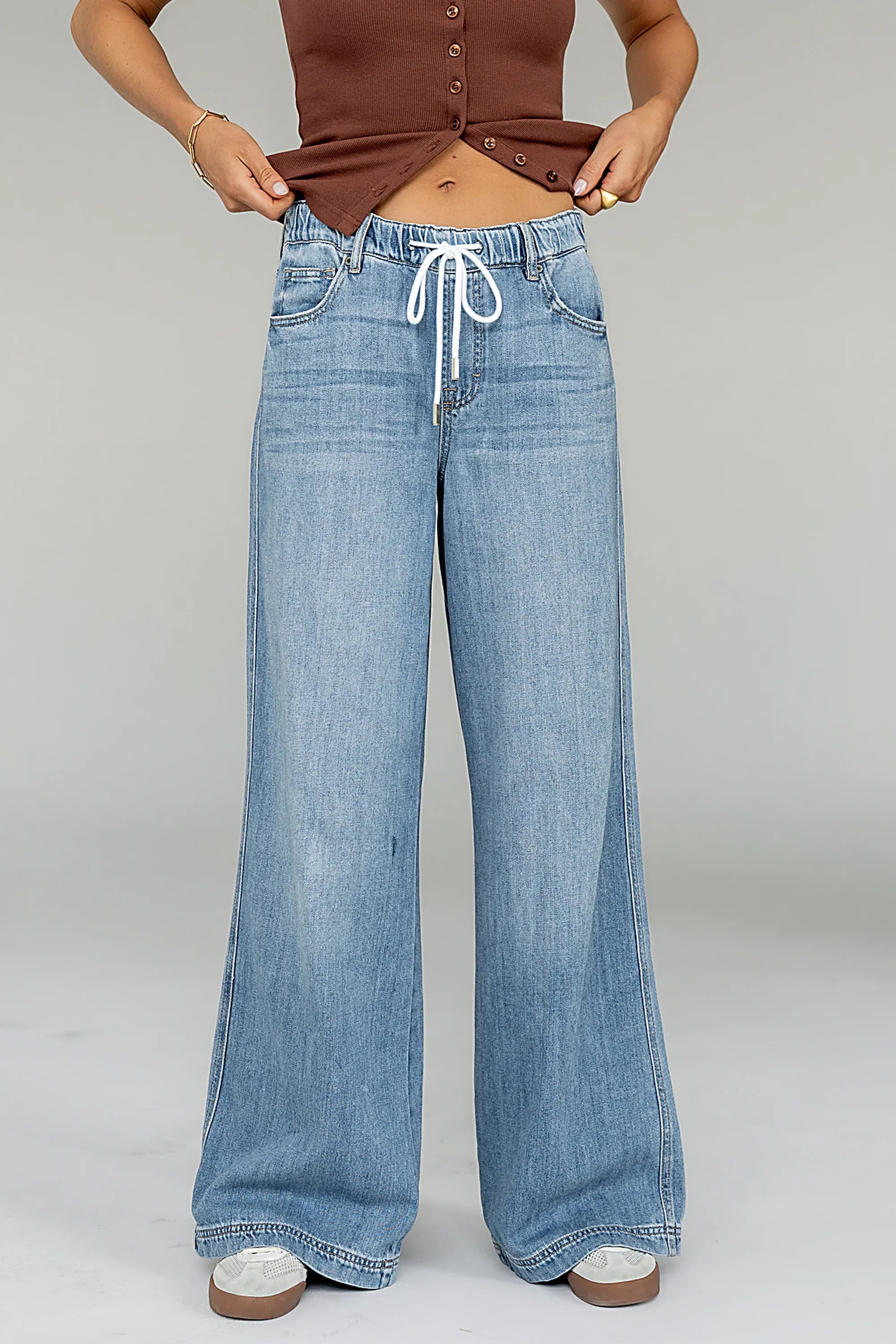 Eva Drawstring Wide Leg Jeans FINAL SALE