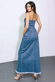 Roux Strapless Washed Denim Midi Dress