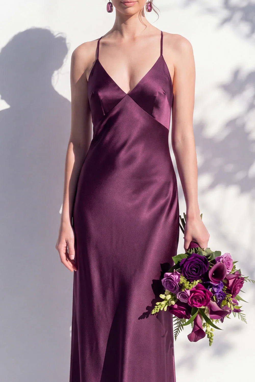Satin Spaghetti Straps Sheath Sage Bridesmaid Dress