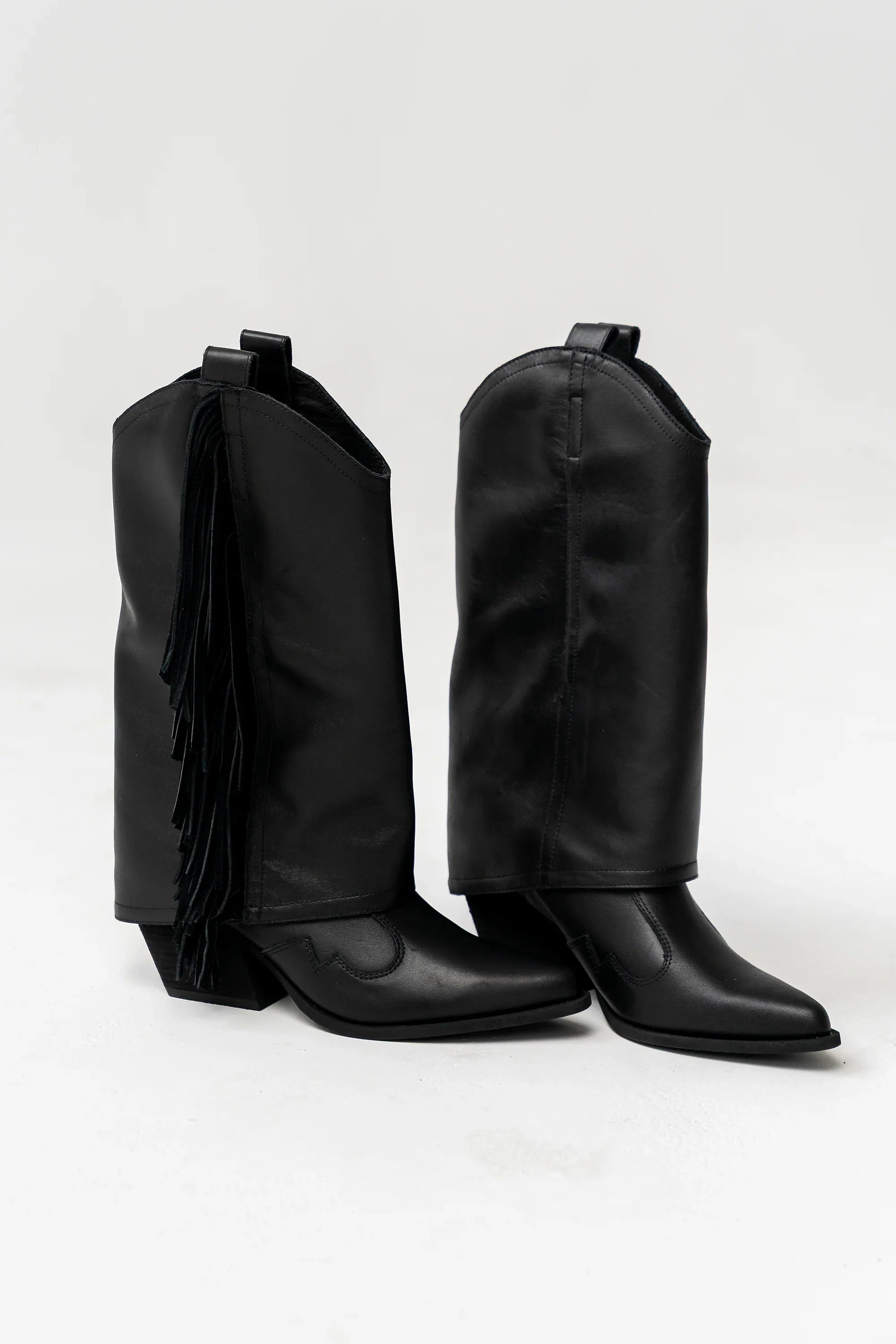Deston Fringe Boots in Black