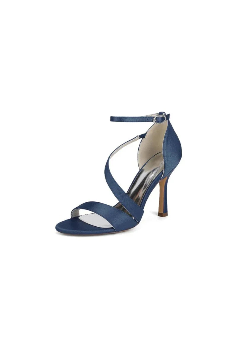Ankle Strap Satin Stiletto Sandals