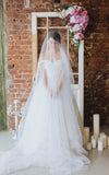 Off The Shoulder Tulle Ball Gown Sweep Train Dress