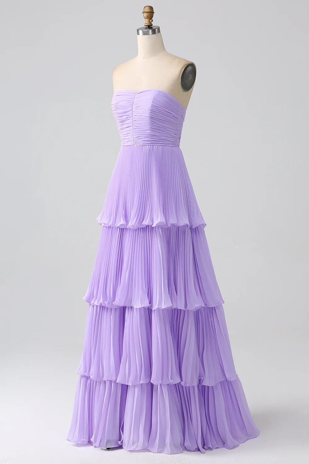 Dusty Sage A Line Sweetheart Tiered Chiffon Floor Length Dress