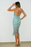 Khaleesi Dress Sage Lace Dress With Fringe FINAL SALE