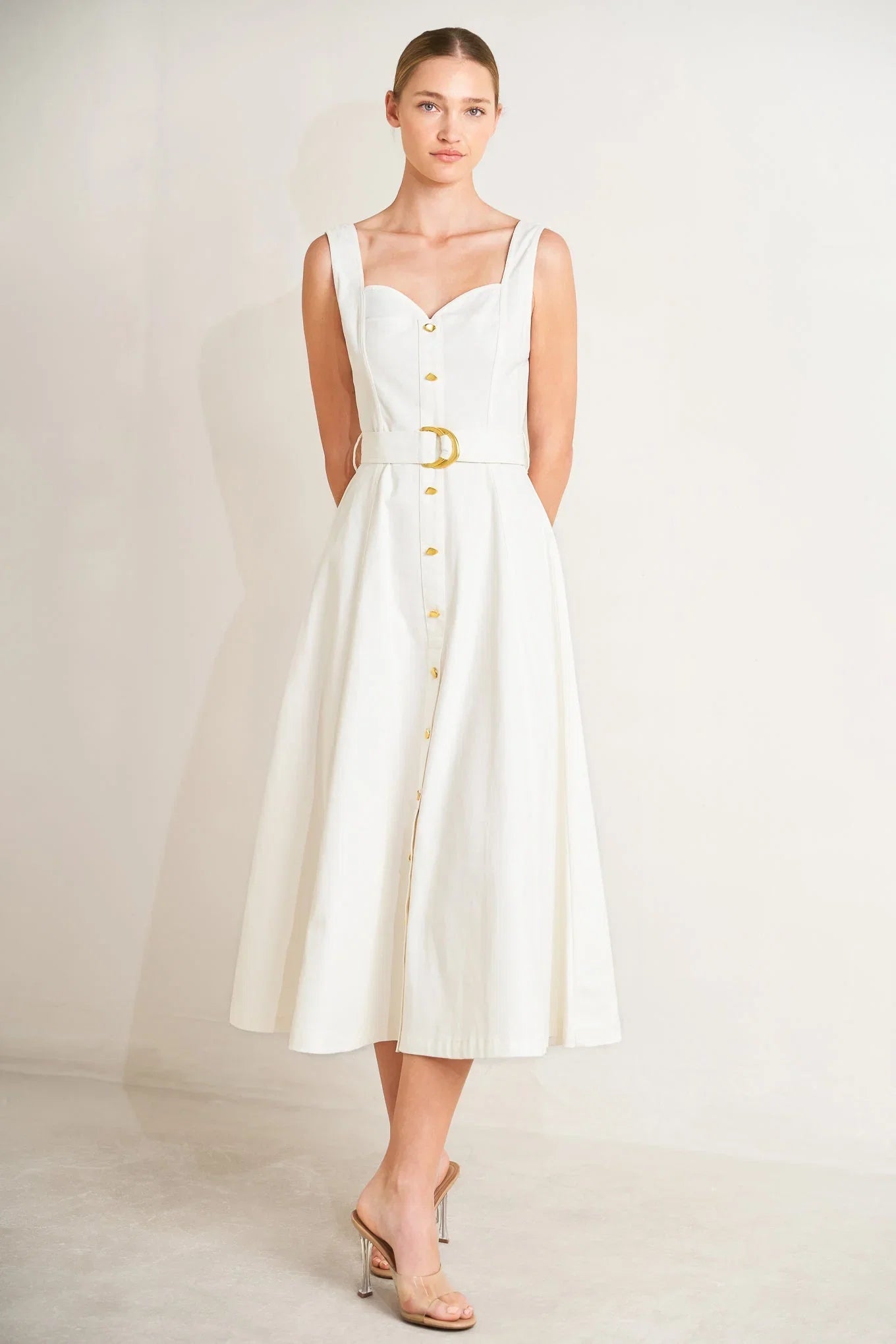 BELLA PORTOFINO WHITE MIDI DRESS