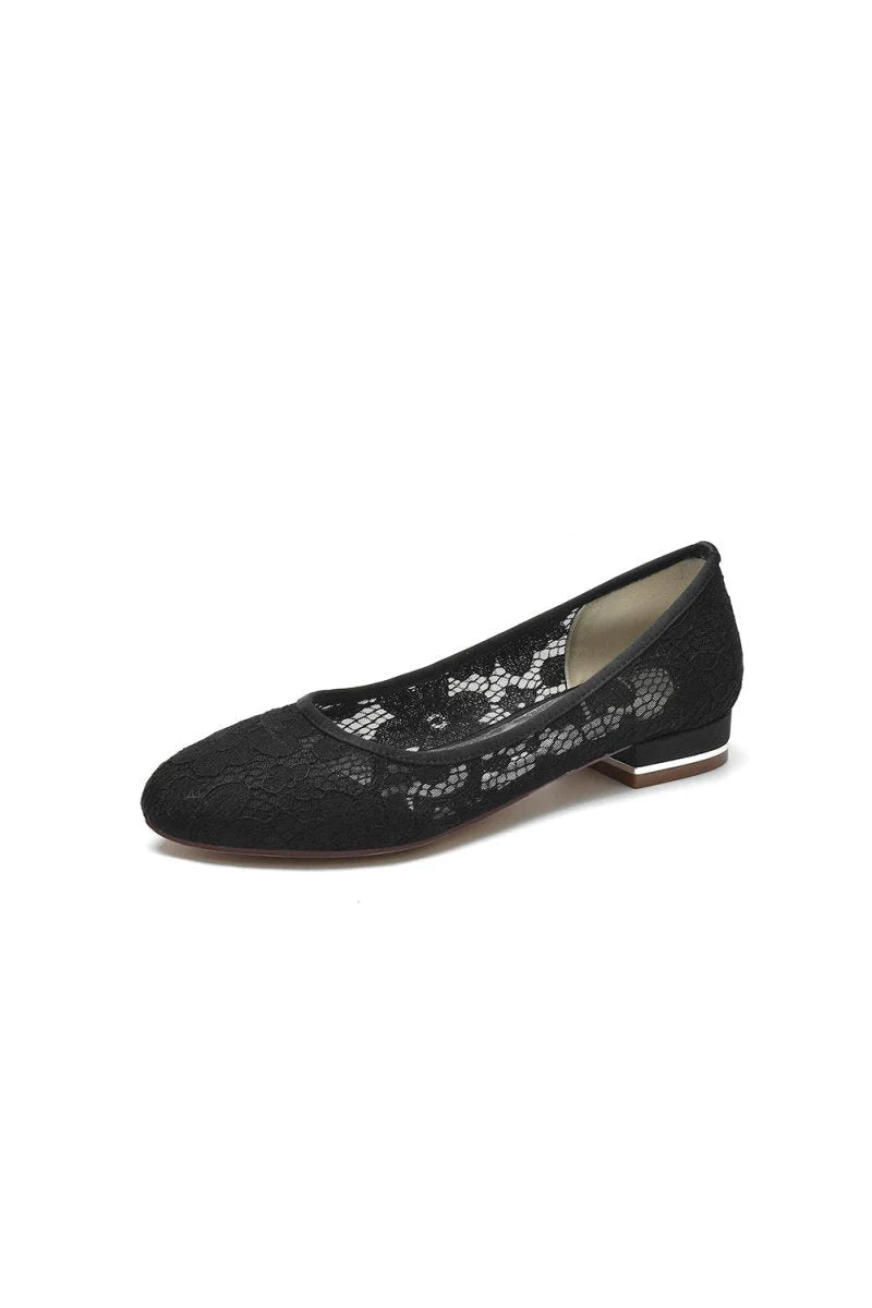 White Lace Open Toe Flats Bridal Shoes