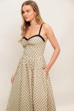 POLKA DOT PASSION MAXI DRESS TAUPE