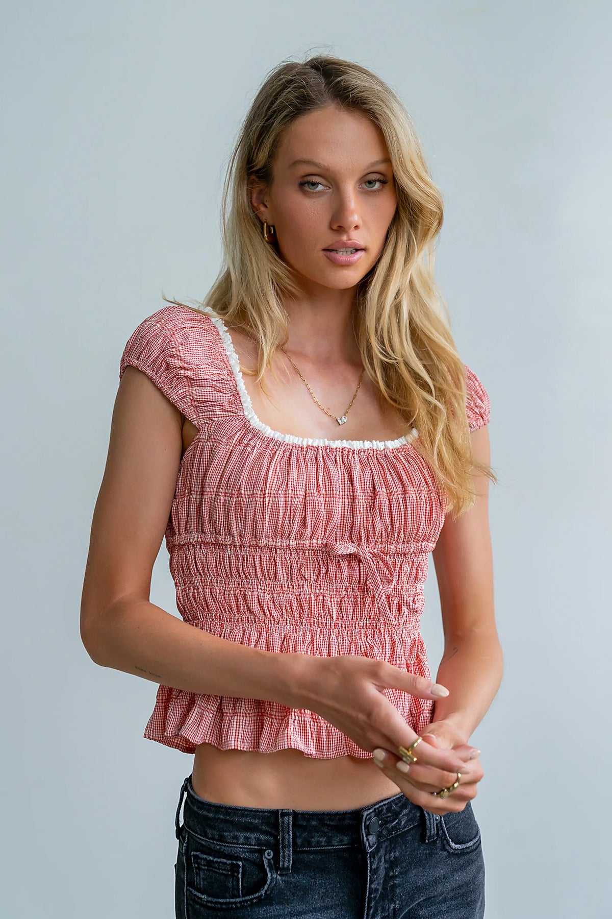 Naya Gingham Tank Top in Red