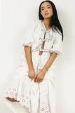 Elvie Peplum Tie Blouse in White FINAL SALE