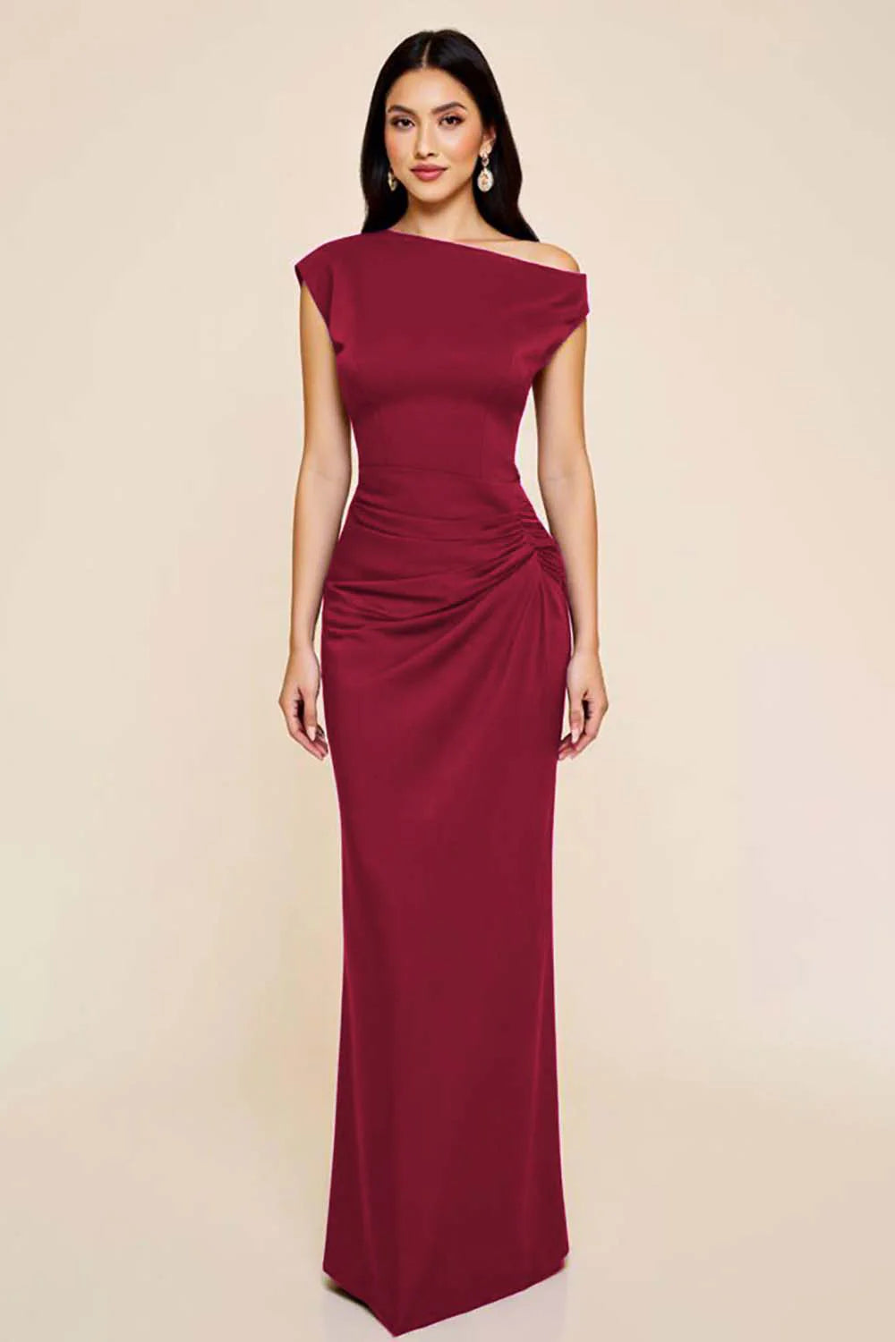 Ruched Off The Shoulder Black Mermaid Formal Dress