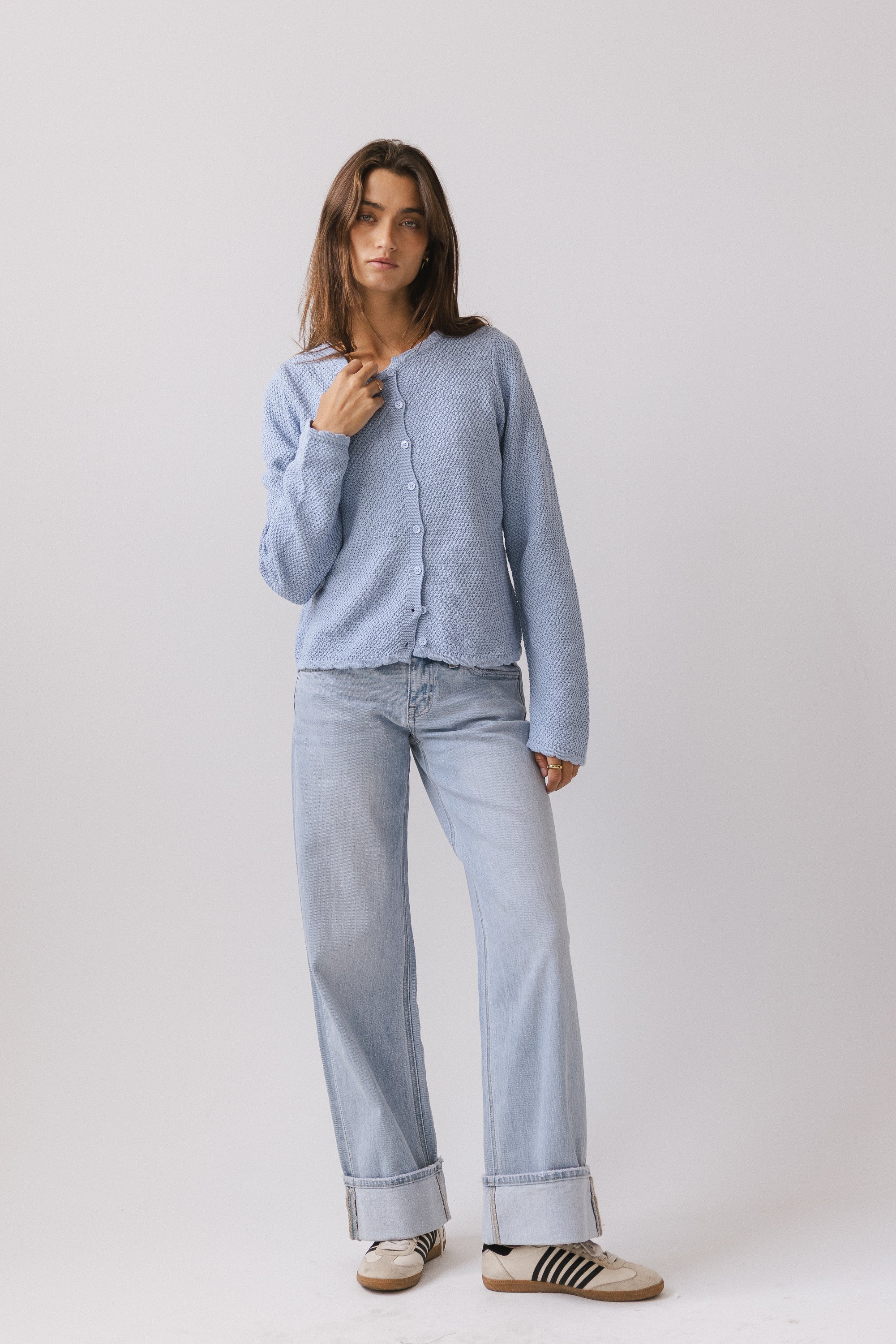 Azuline Knit Cardigan in Powder Blue