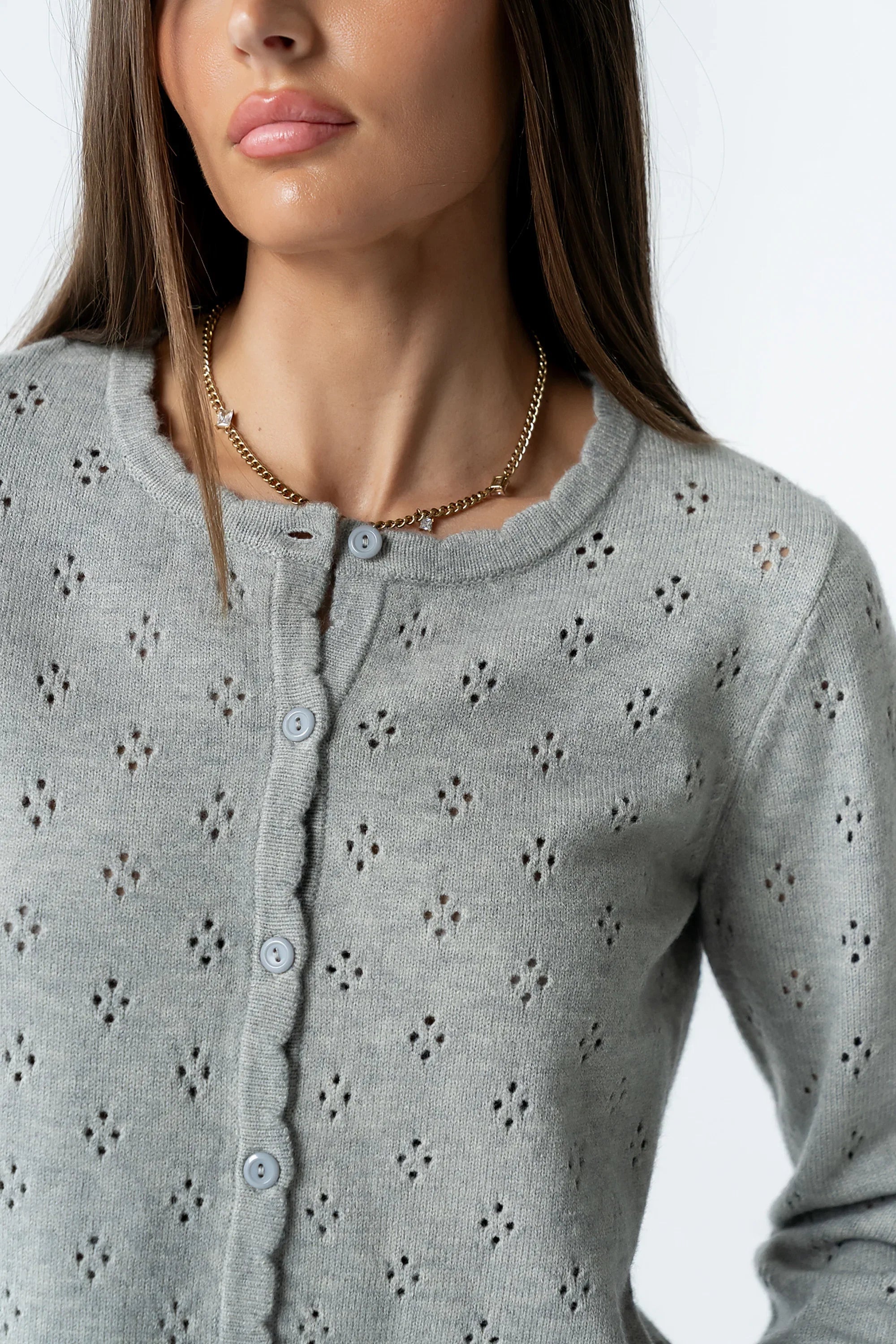 Kandy Scalloped Sweater in Grey