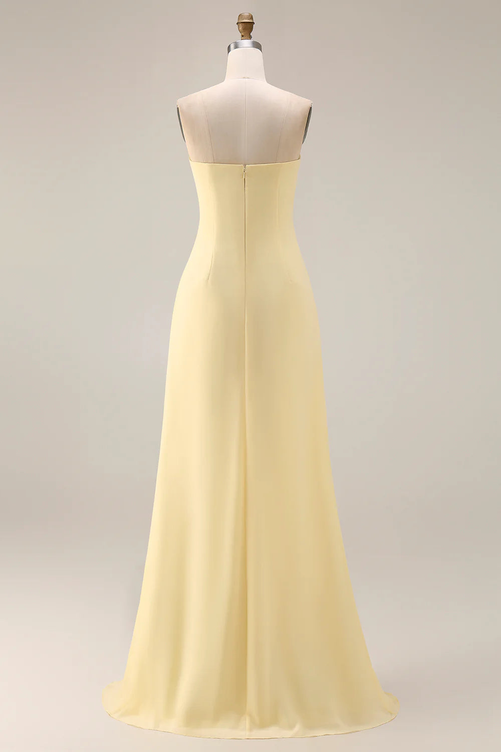 Lemon Sorbet A Line Chiffon Convertible Long Bridesmaid Dress with Slit
