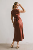 Rosalind Midi Dress in Rust FINAL SALE