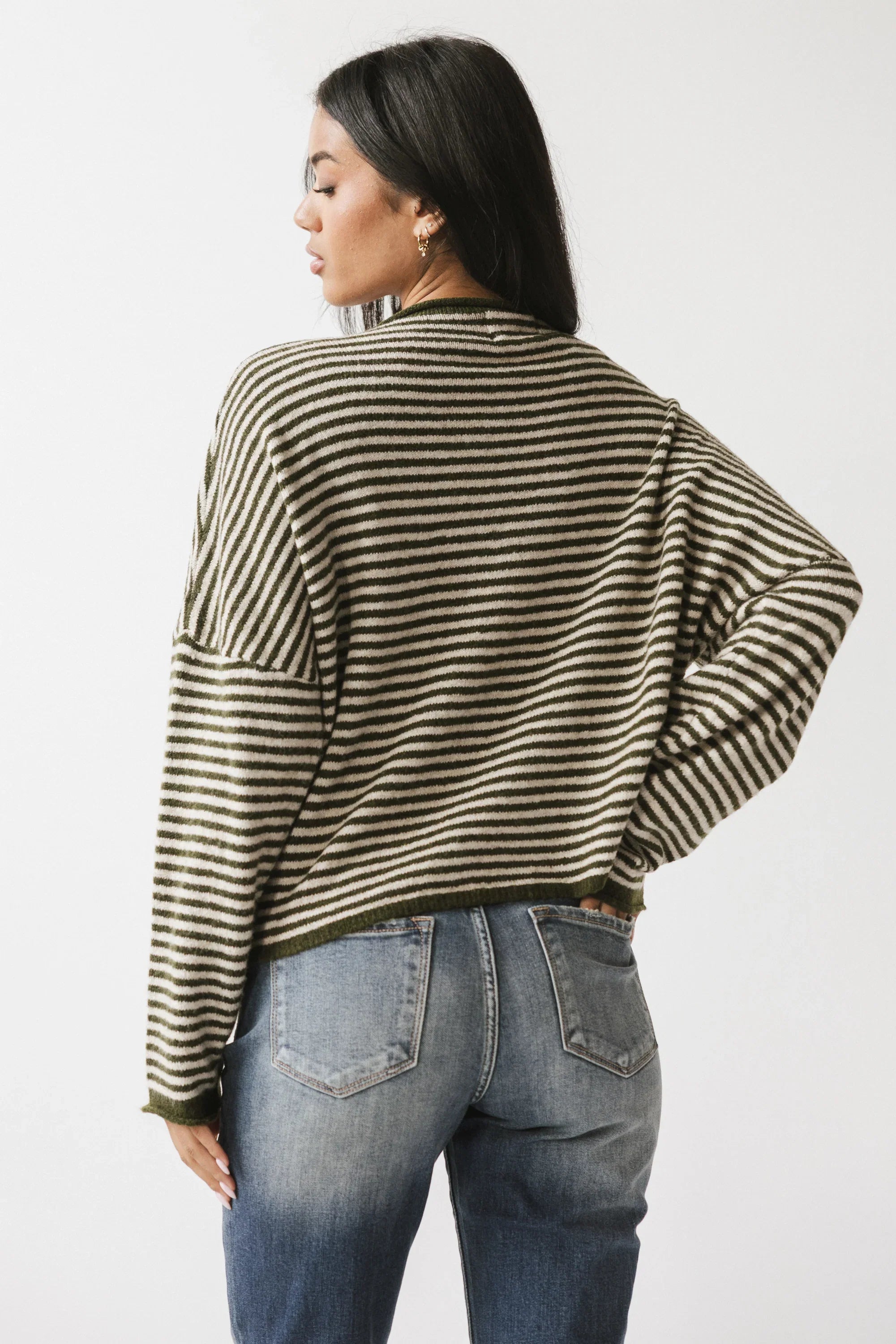 Lola Striped Sweater in Olive
