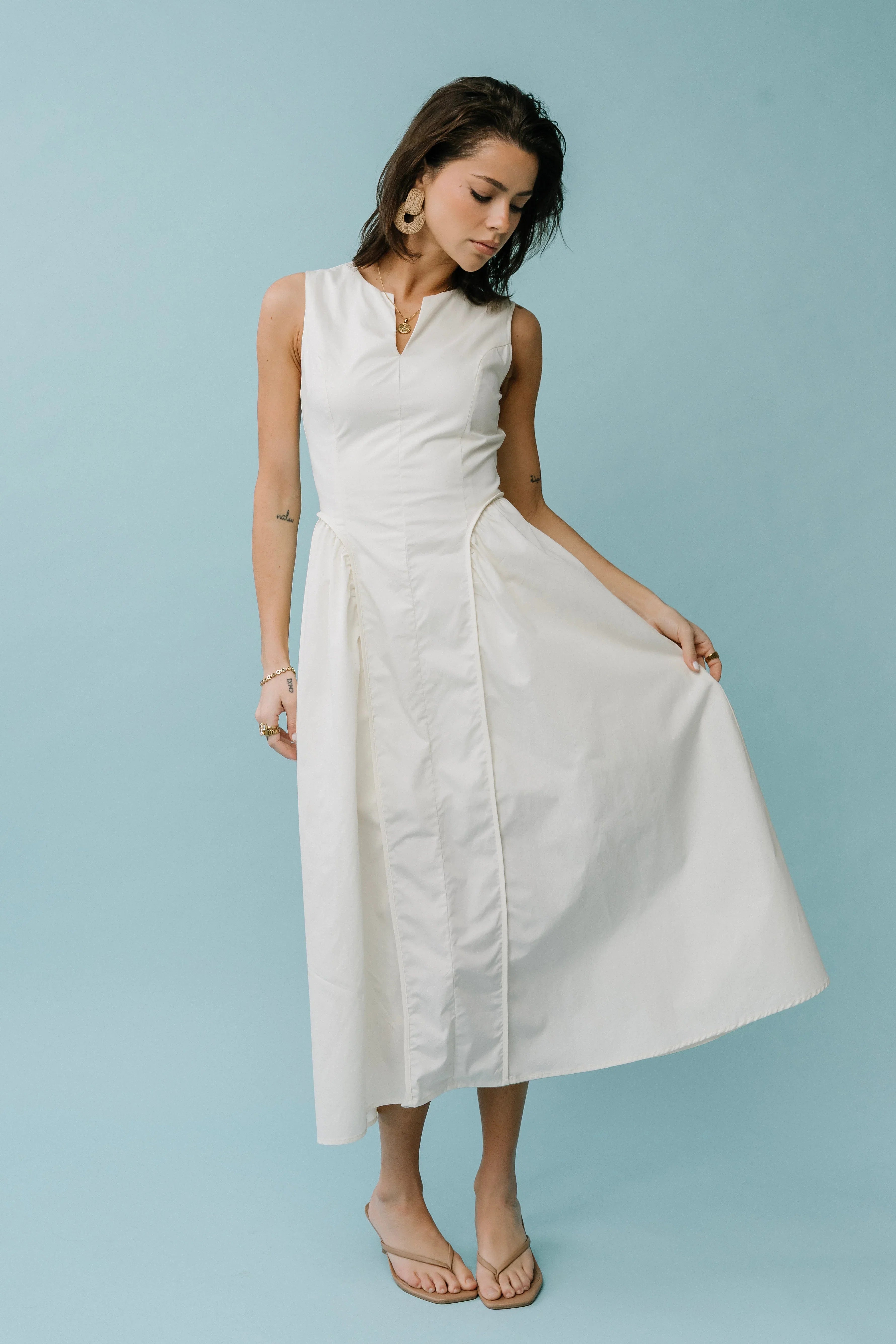 Jaynie Midi Dress in Cream