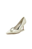 Glitter Crystal Pointed Toe Wedding Heels Slingback Stiletto Bridal Shoes