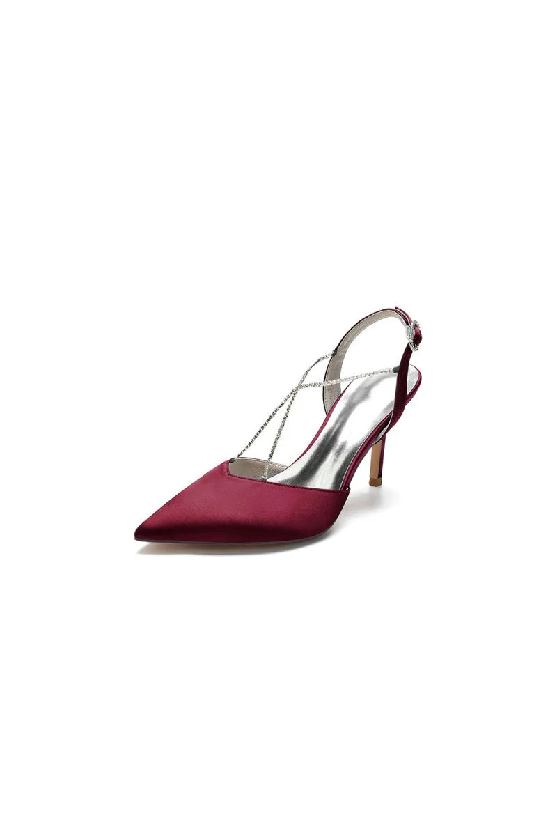 Pointed Toe Crystal Ankle Strap Stiletto Heels