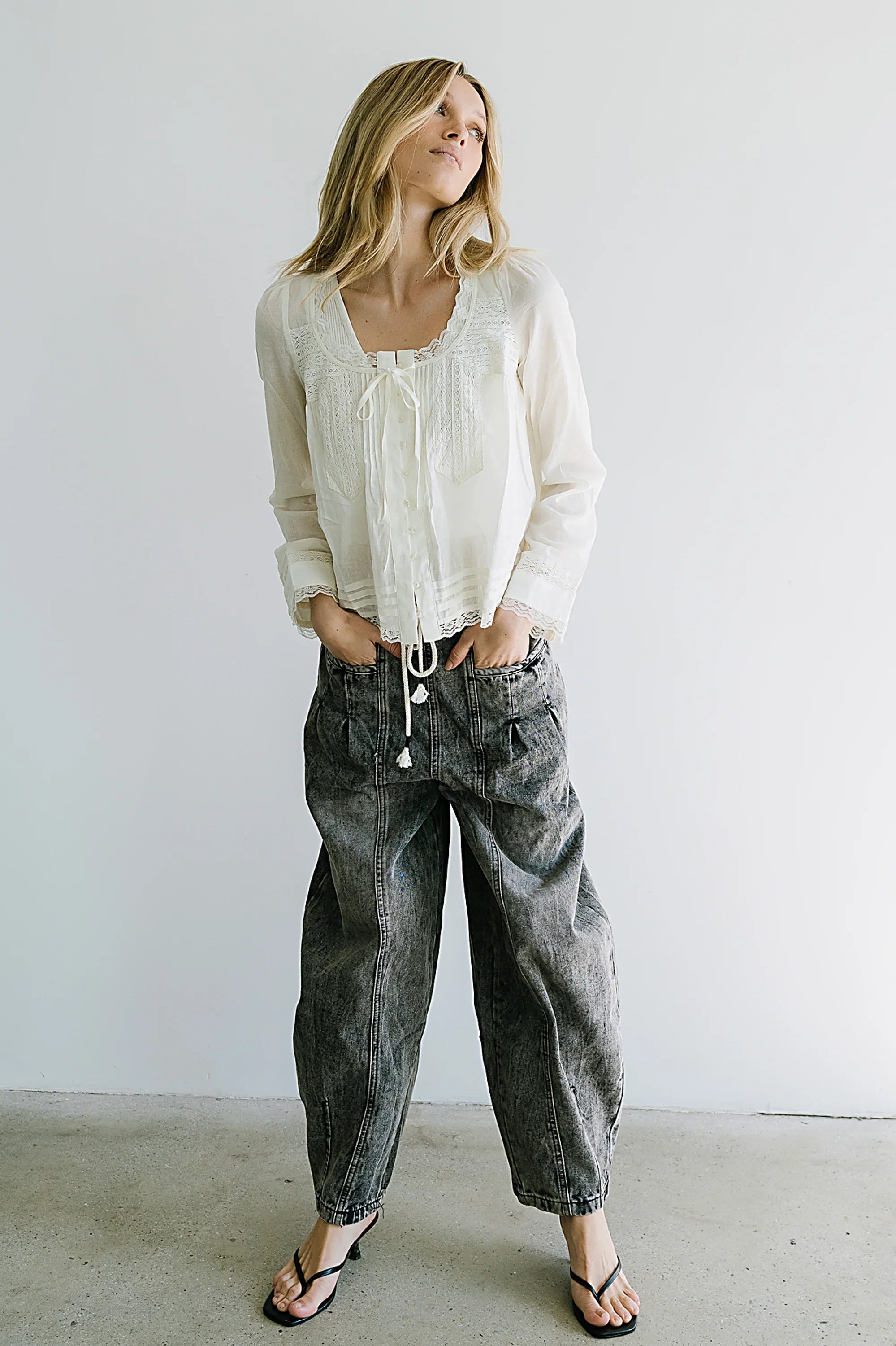 Taylor Sheer Blouse in Ivory FINAL SALE