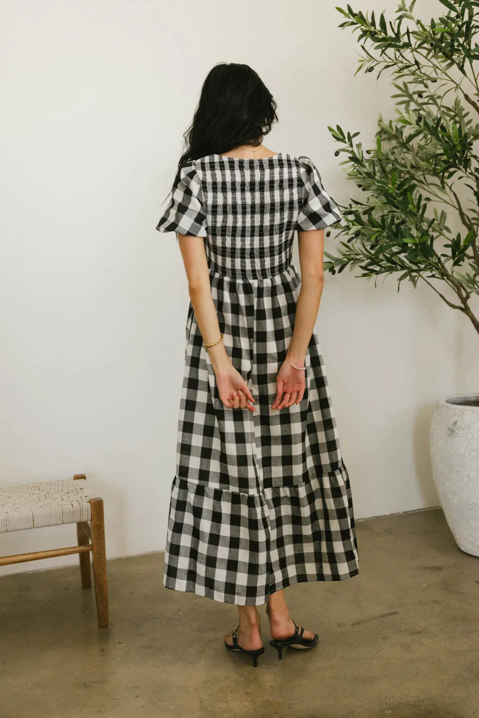 Jenna Gingham Maxi Dress in Black FINAL SALE