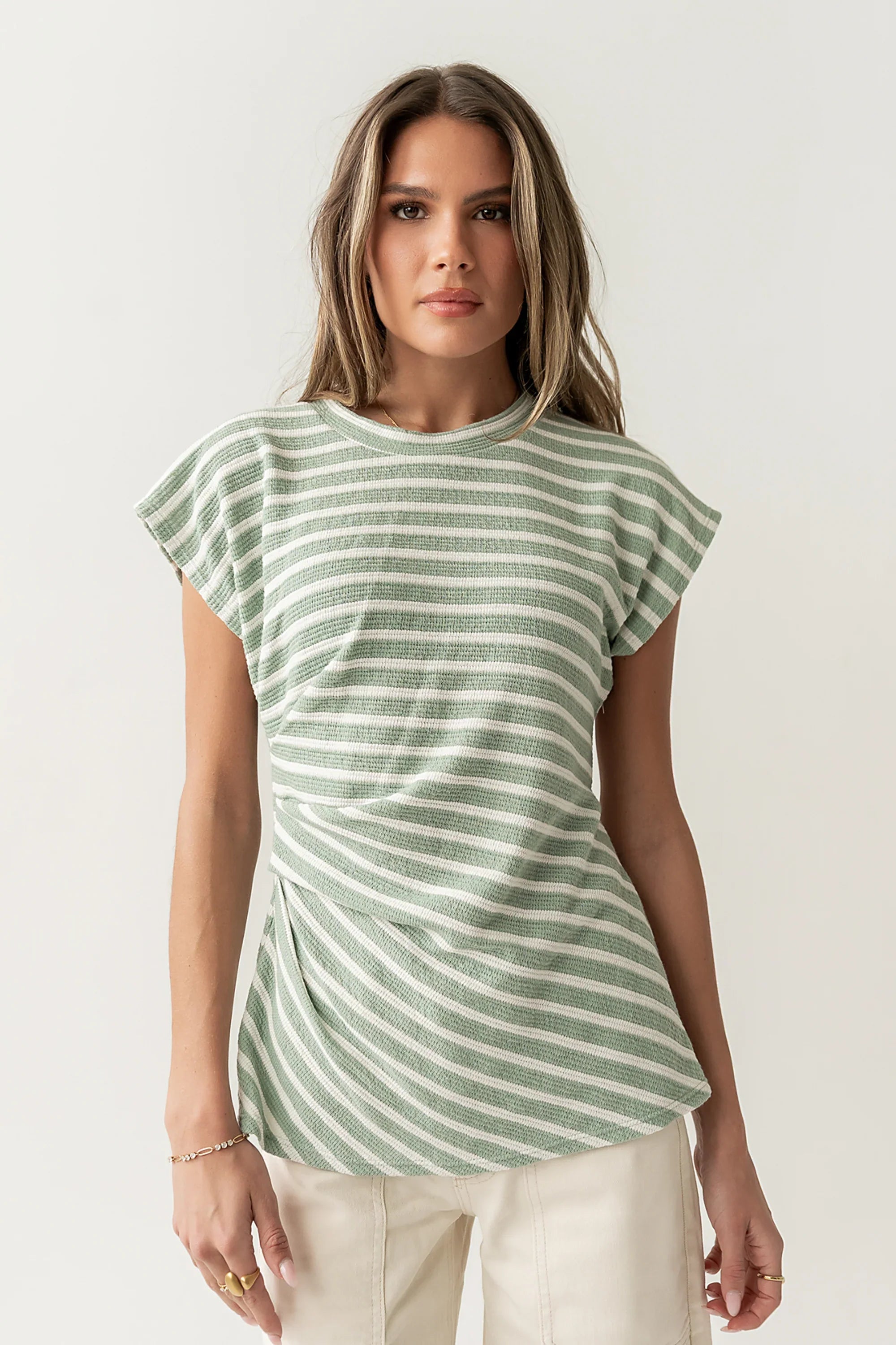 Devin Striped Top in Green