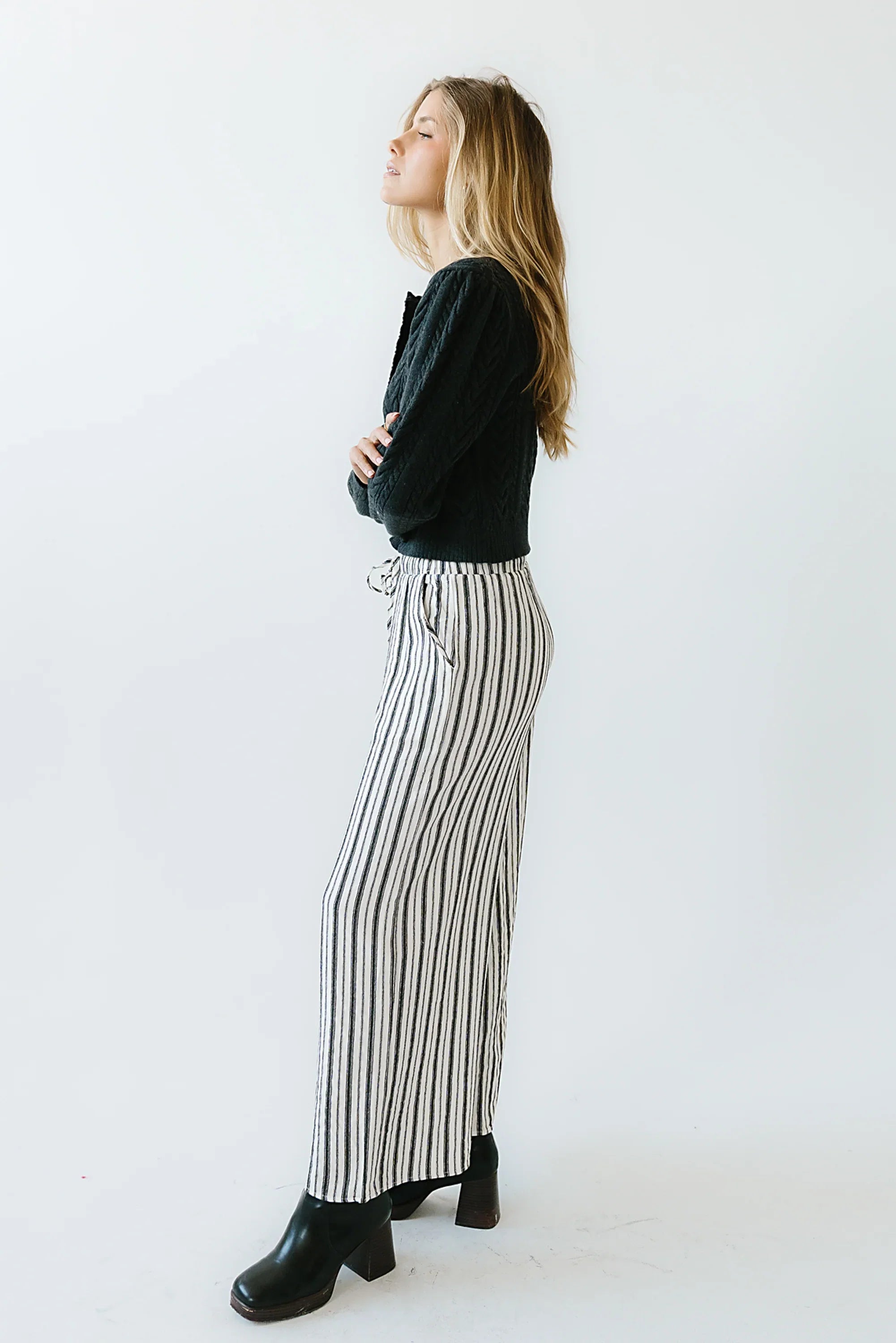 Lucy Striped Baggy Pants in Black