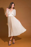TIMELESS REPEAT PLEATED SATIN MIDI DRESS