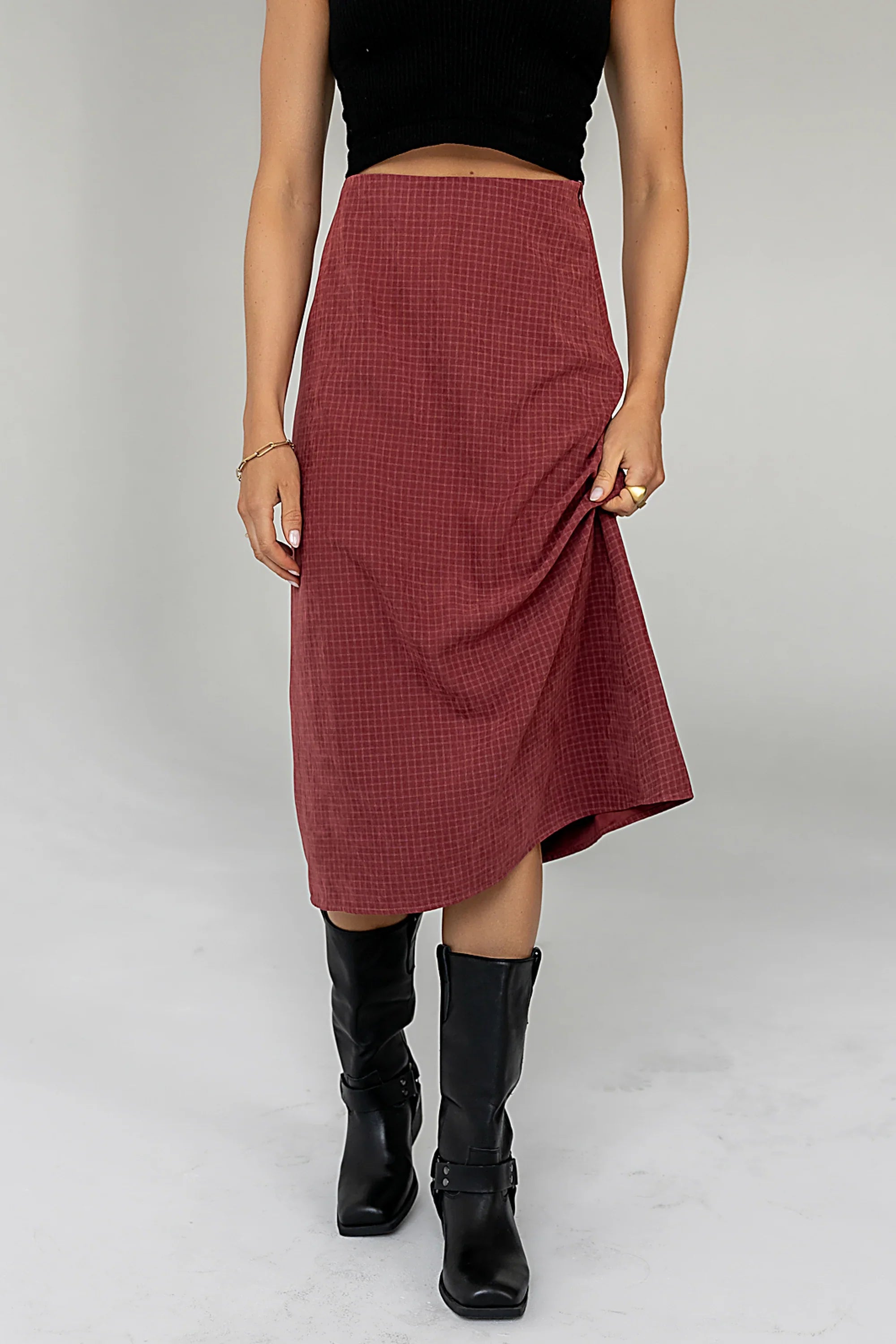 Miley Midi Skirt in Maroon FINAL SALE