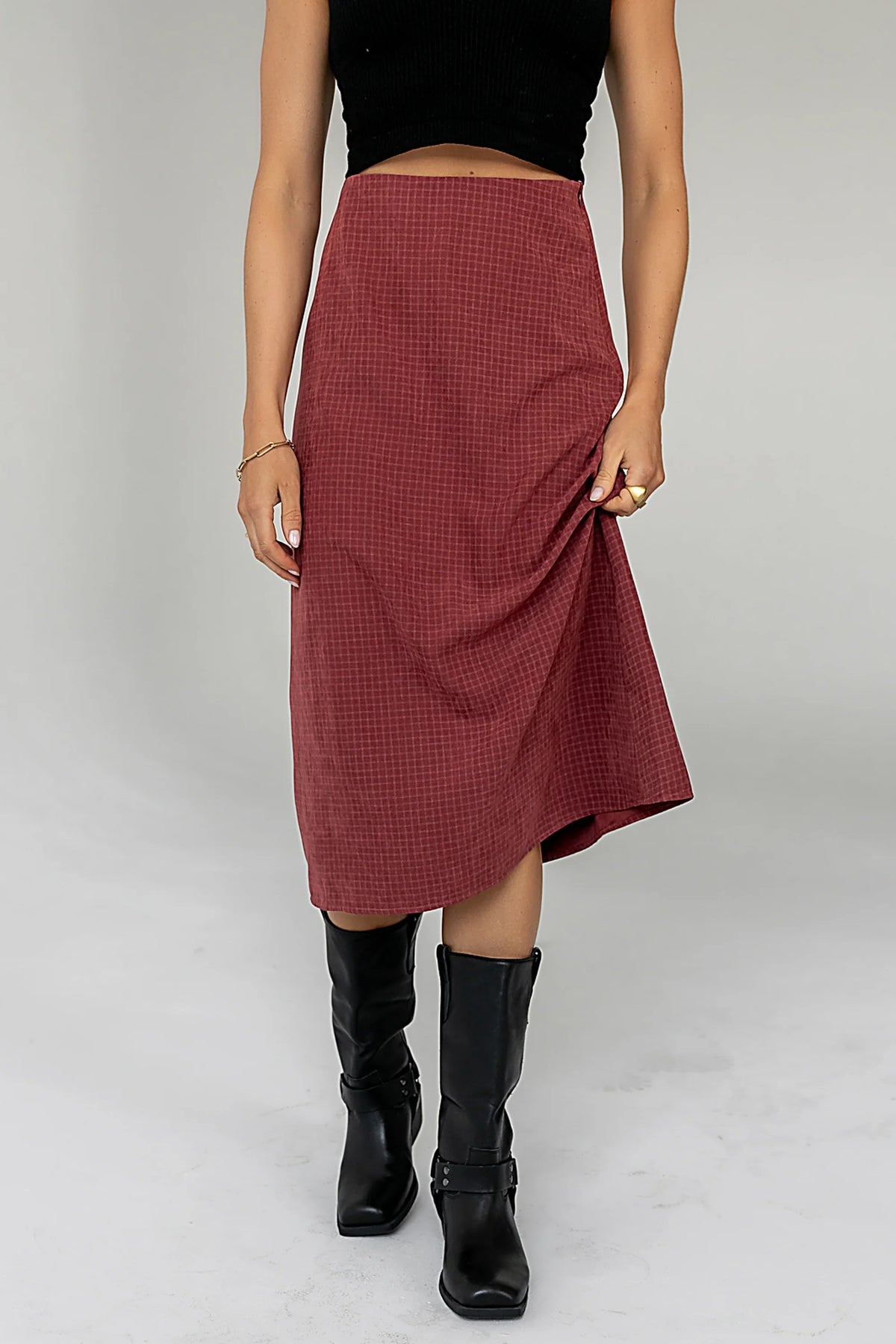 Miley Midi Skirt in Maroon FINAL SALE