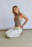 Acacia Jacquard Halter Floral Corset