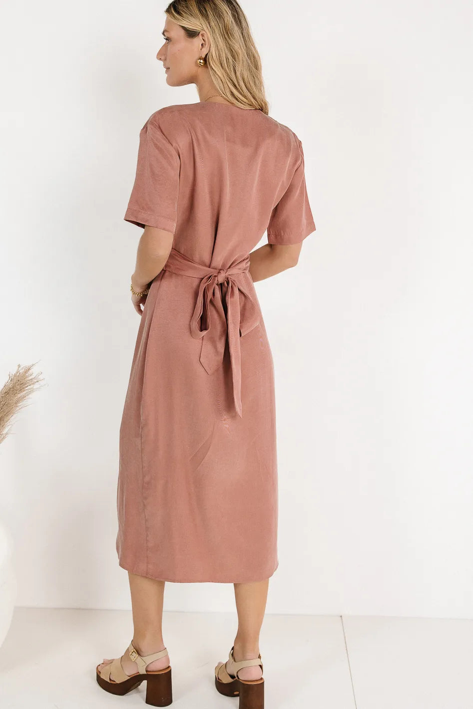 Bhar Midi Wrap Dress in Clay FINAL SALE
