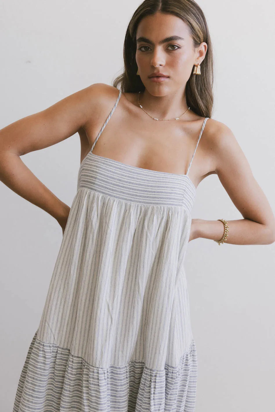 Demi Striped Midi Dress in Blue FINAL SALE