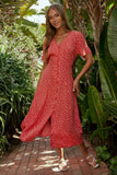 Ember Floral Midi Dress in Red FINAL SALE