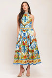 CERAMIC FLORA PRINTED MIDI DRESS