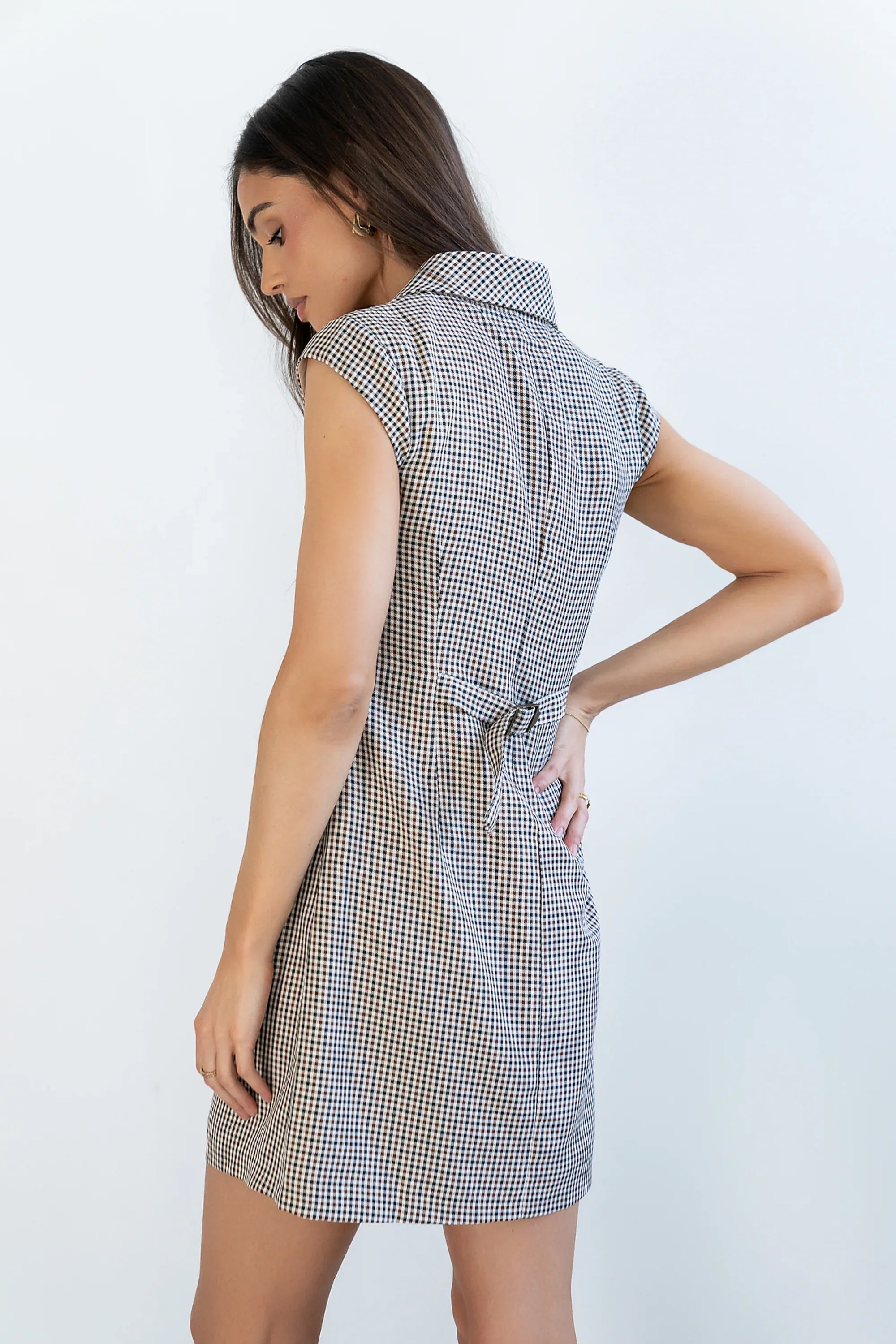 Mckenna Plaid Mini Dress in Burgundy