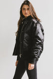 Rylee Satin Bomber Jacket in Black FINAL SALE