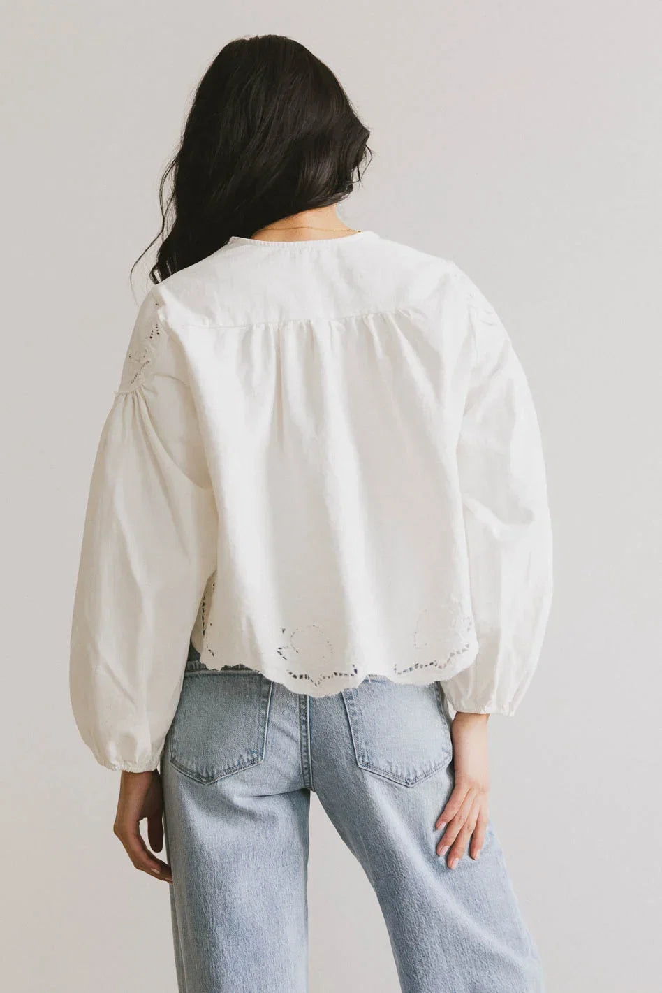 Violet Embroidered Blouse in White FINAL SALE