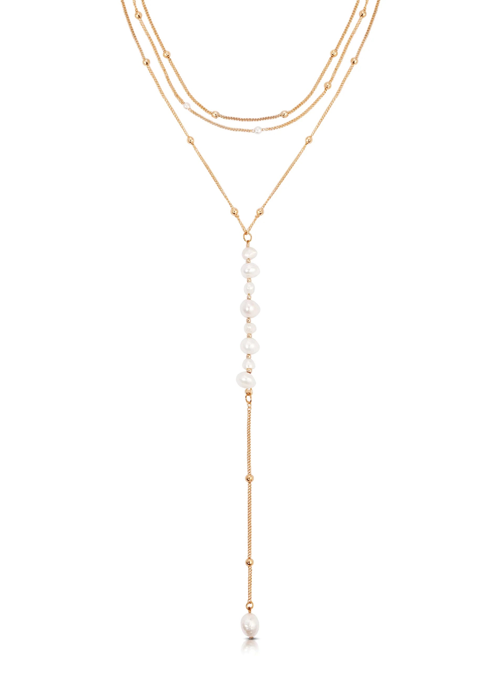 Coastal Pearl Lariat Necklace