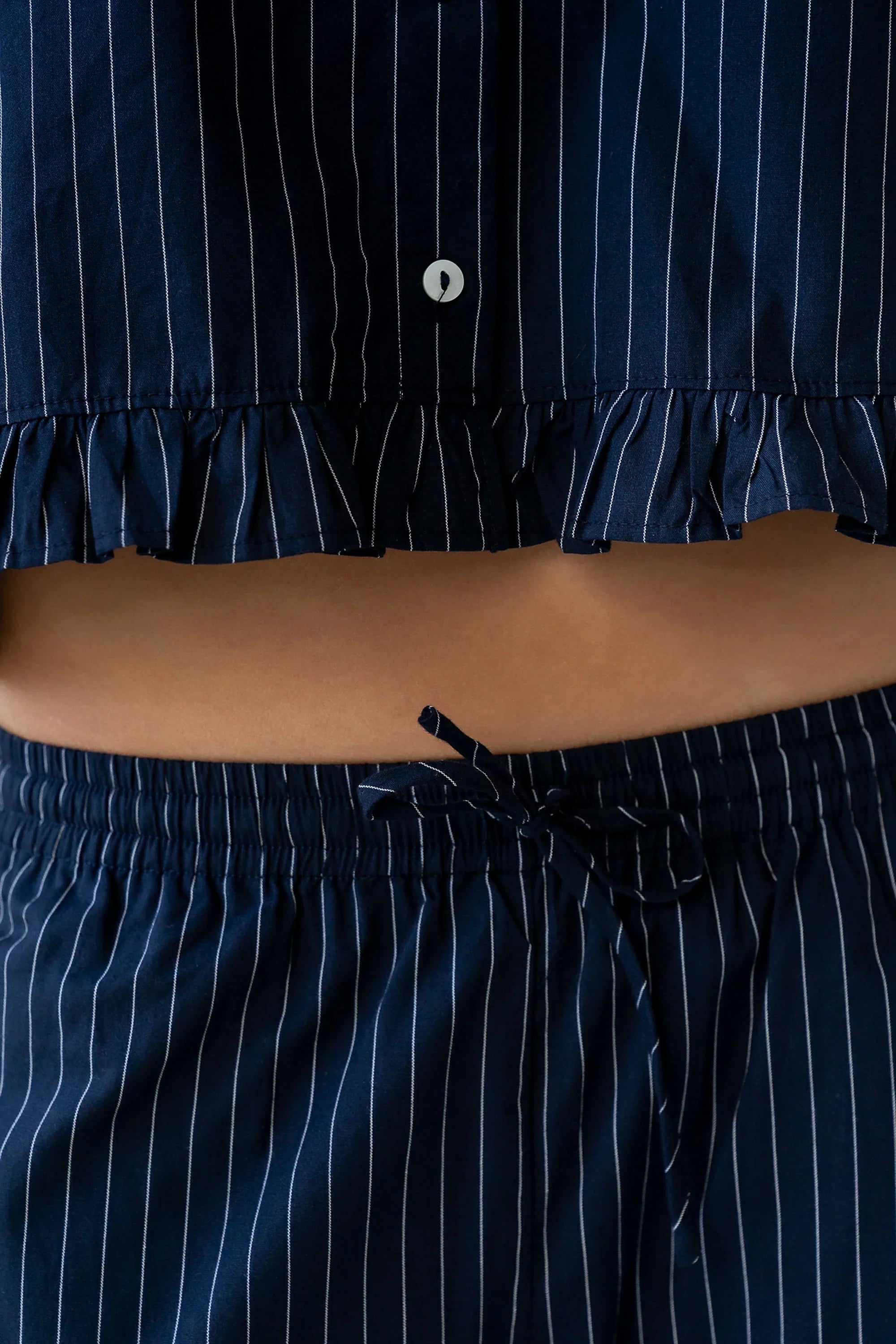 Melody Pinstripe Wide Leg Pants in Navy