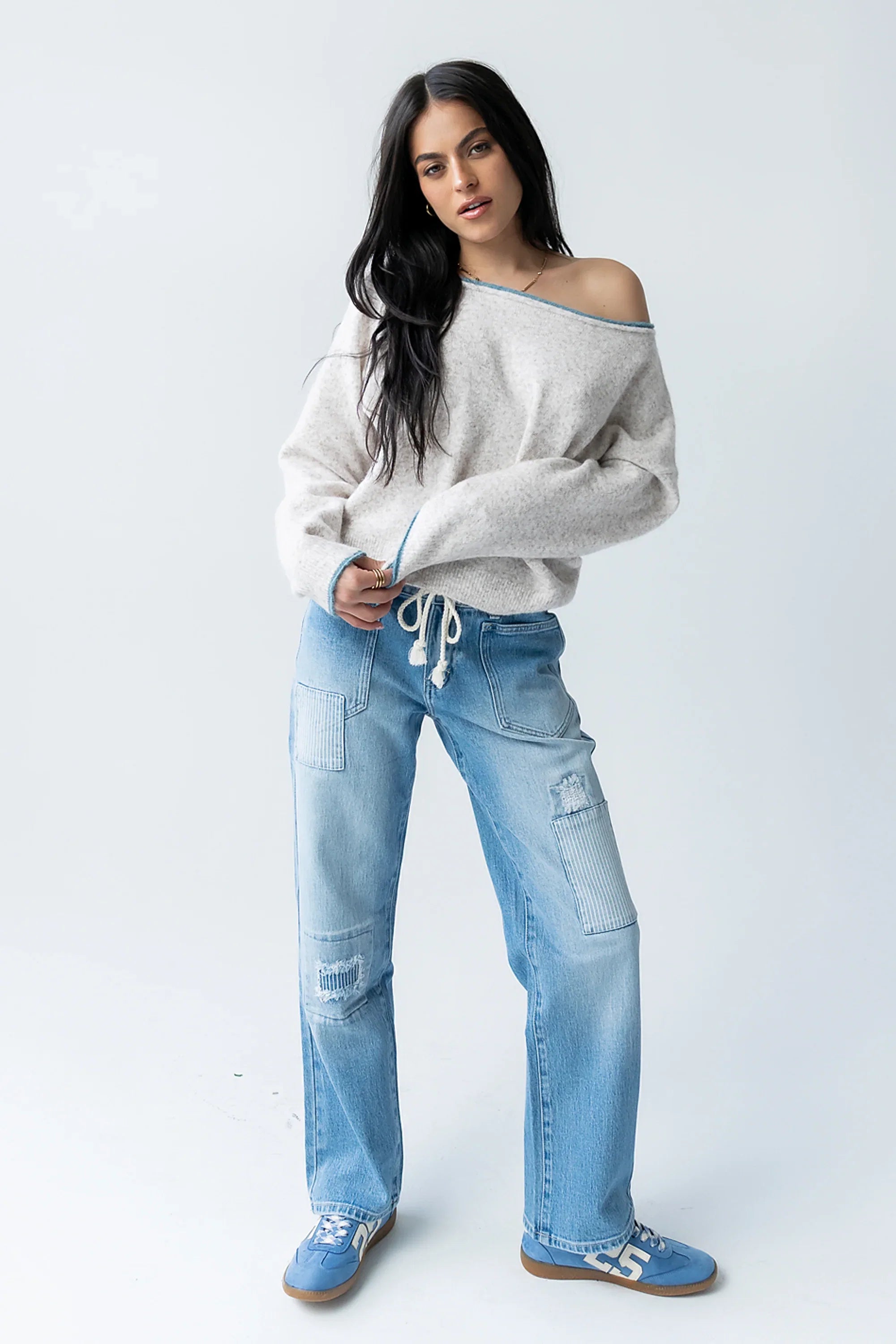 Kellie Contrast Sweater in Beige