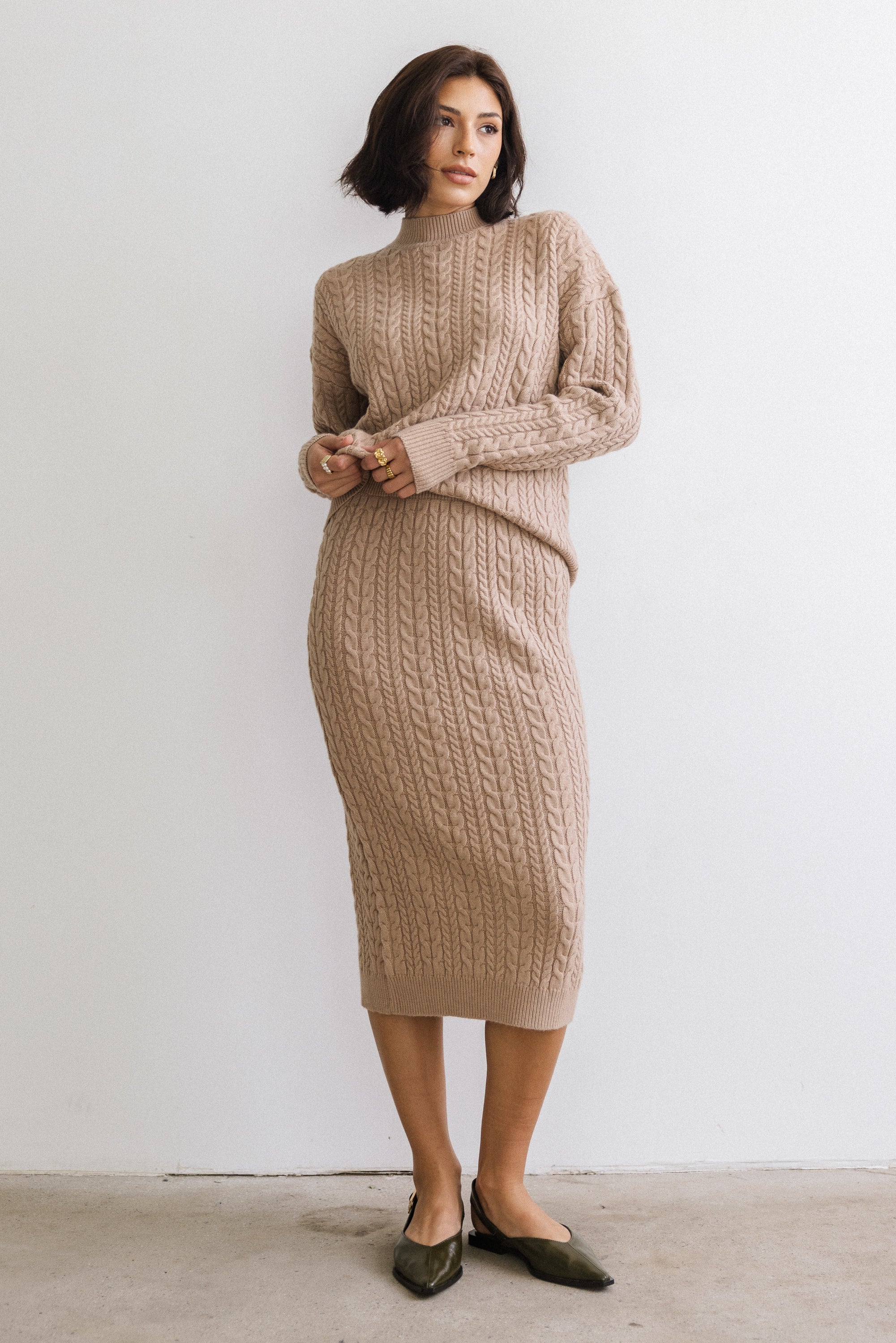 Renley Cable Knit Midi Skirt FINAL SALE