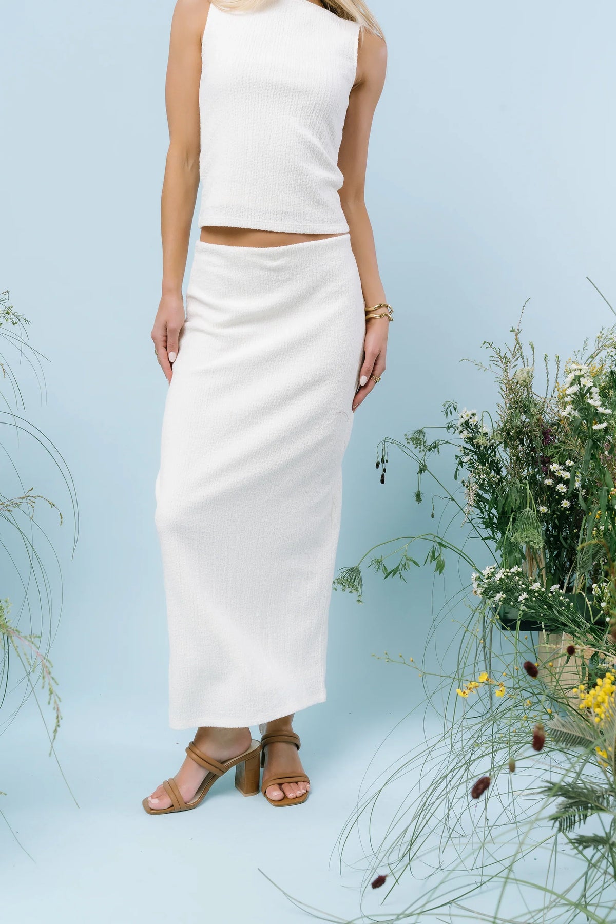Opal Textured Skirt in Ivory