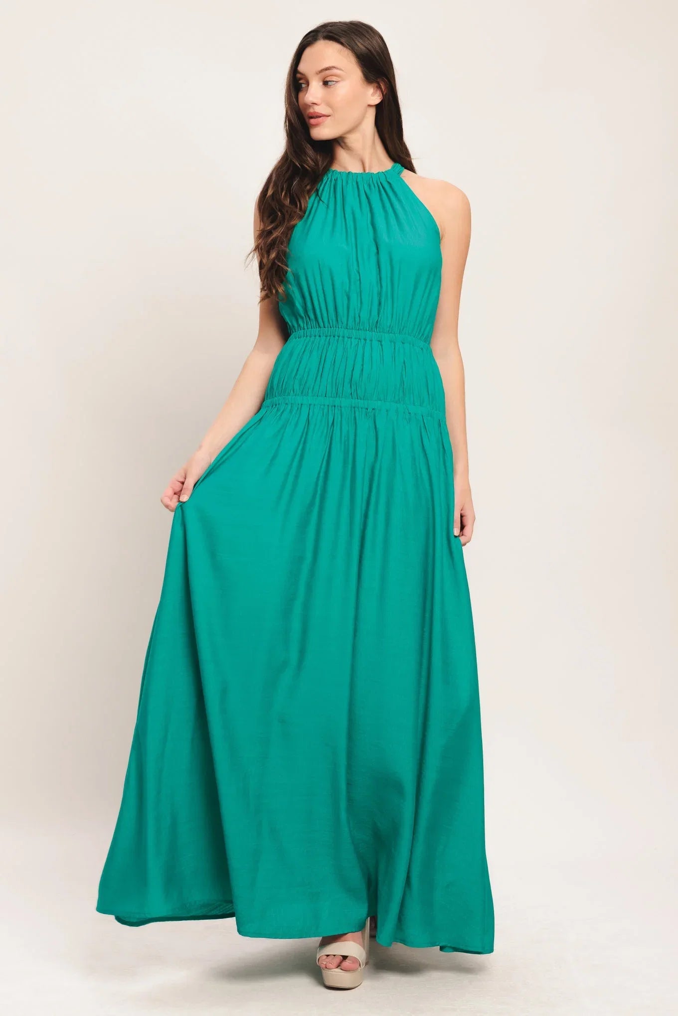 RIVER WALK TEAL MAXI DRESS