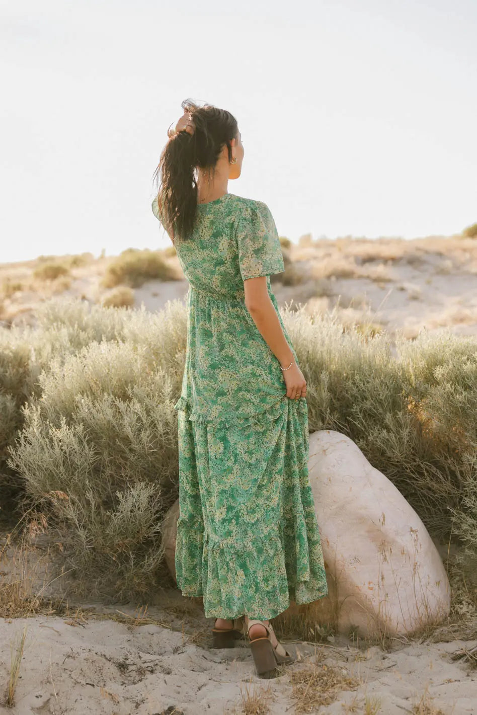 Manoella Floral Maxi Dress in Green FINAL SALE