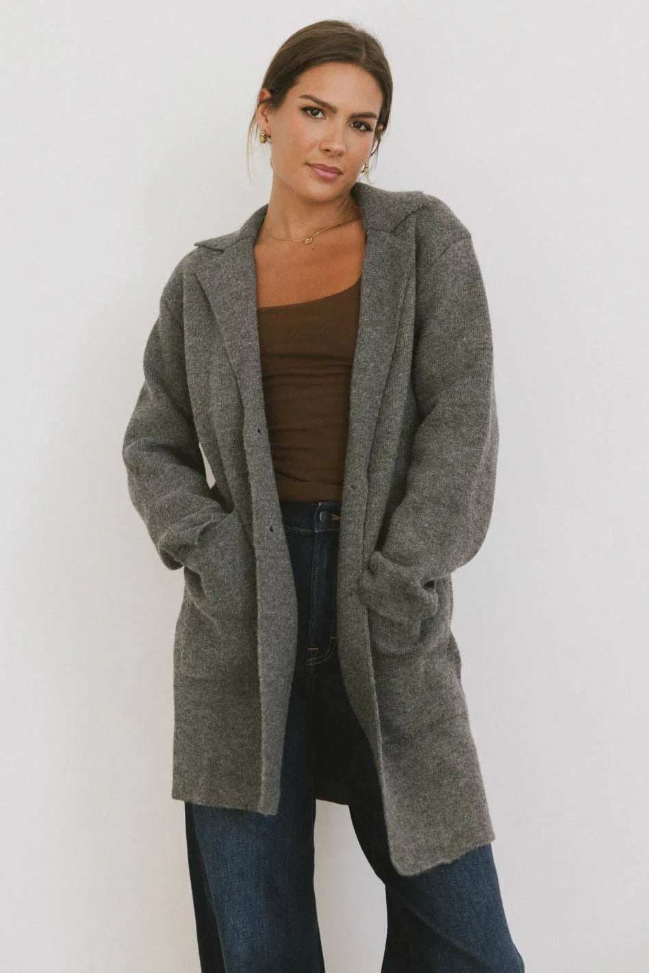 Micha Knitted Cardigan in Charcoal FINAL SALE