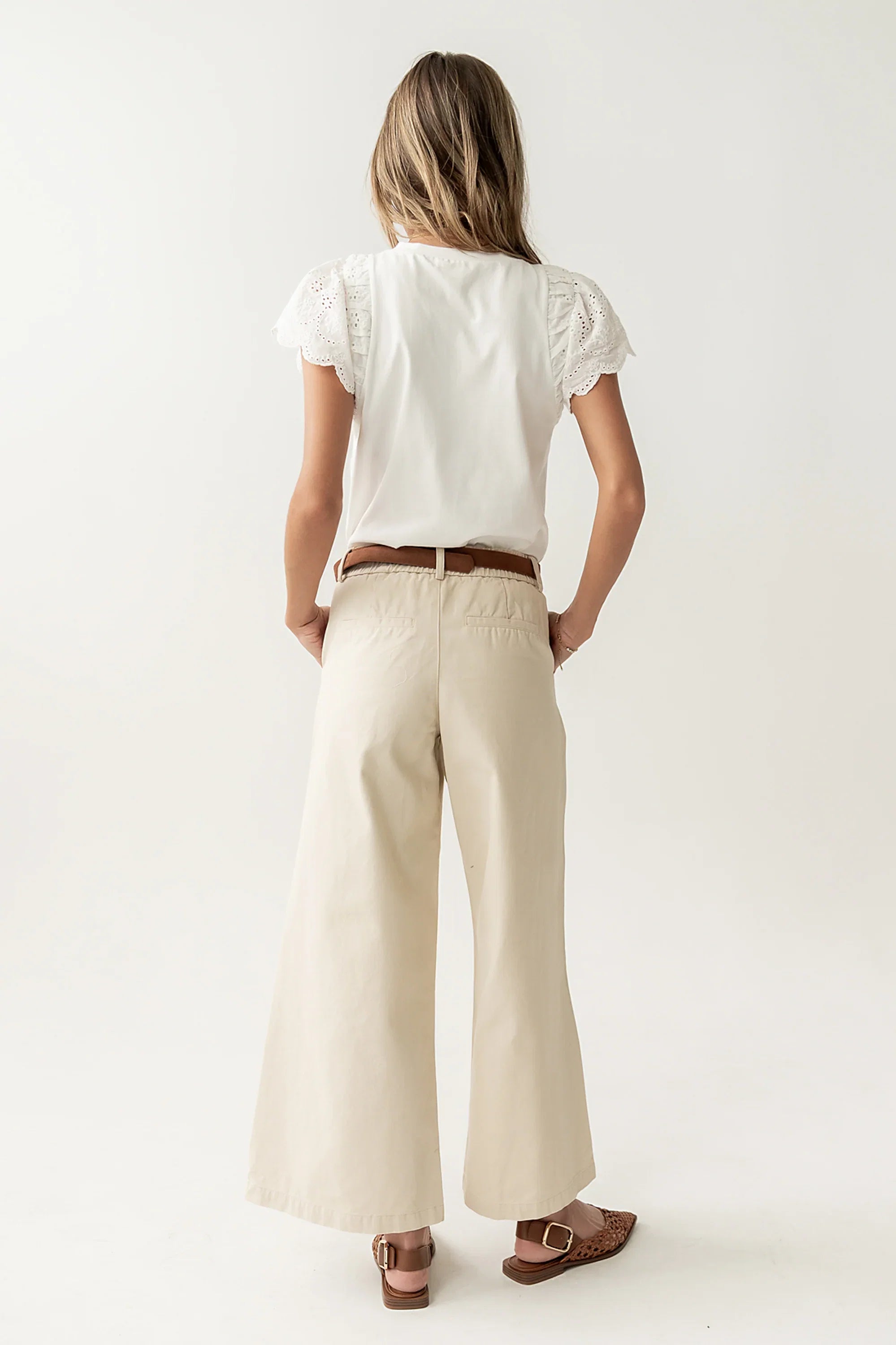 Jannah Wide Leg Pants in Ecru
