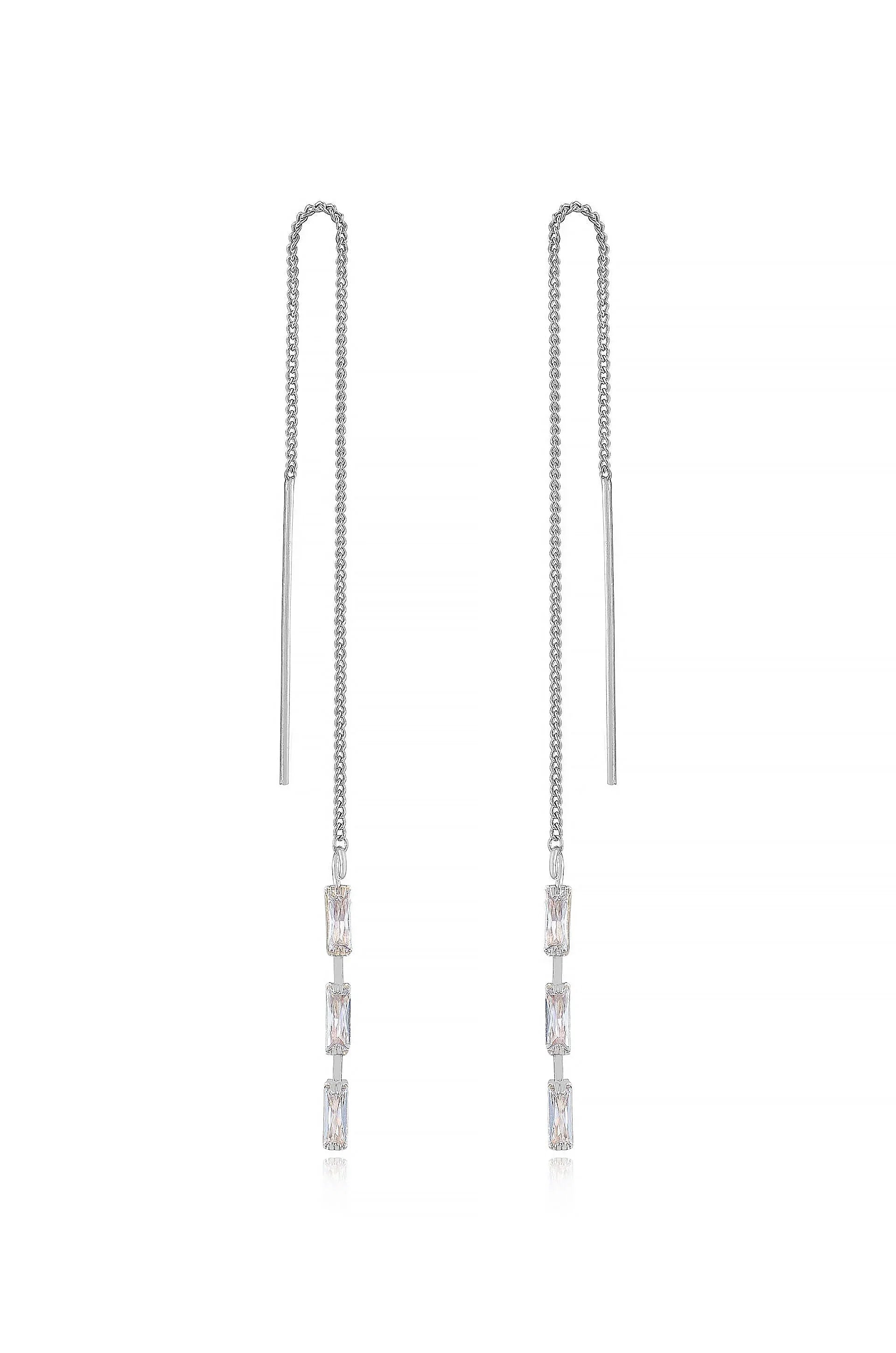 Crystal Baguette Threader Earrings