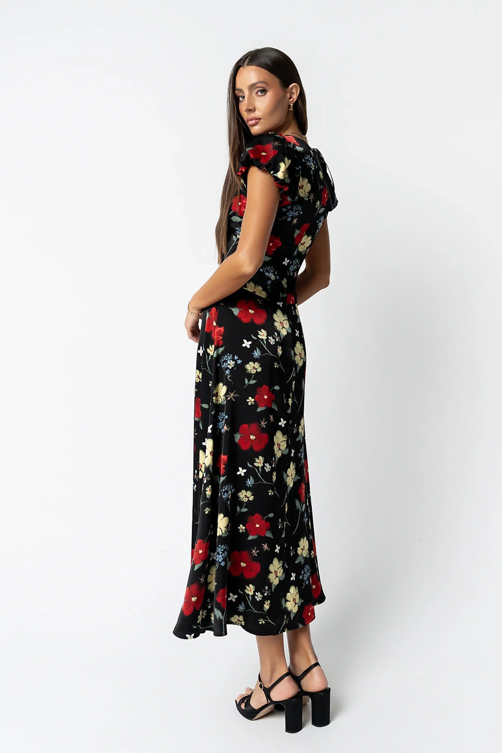 Jenna Floral Maxi Dress in Black