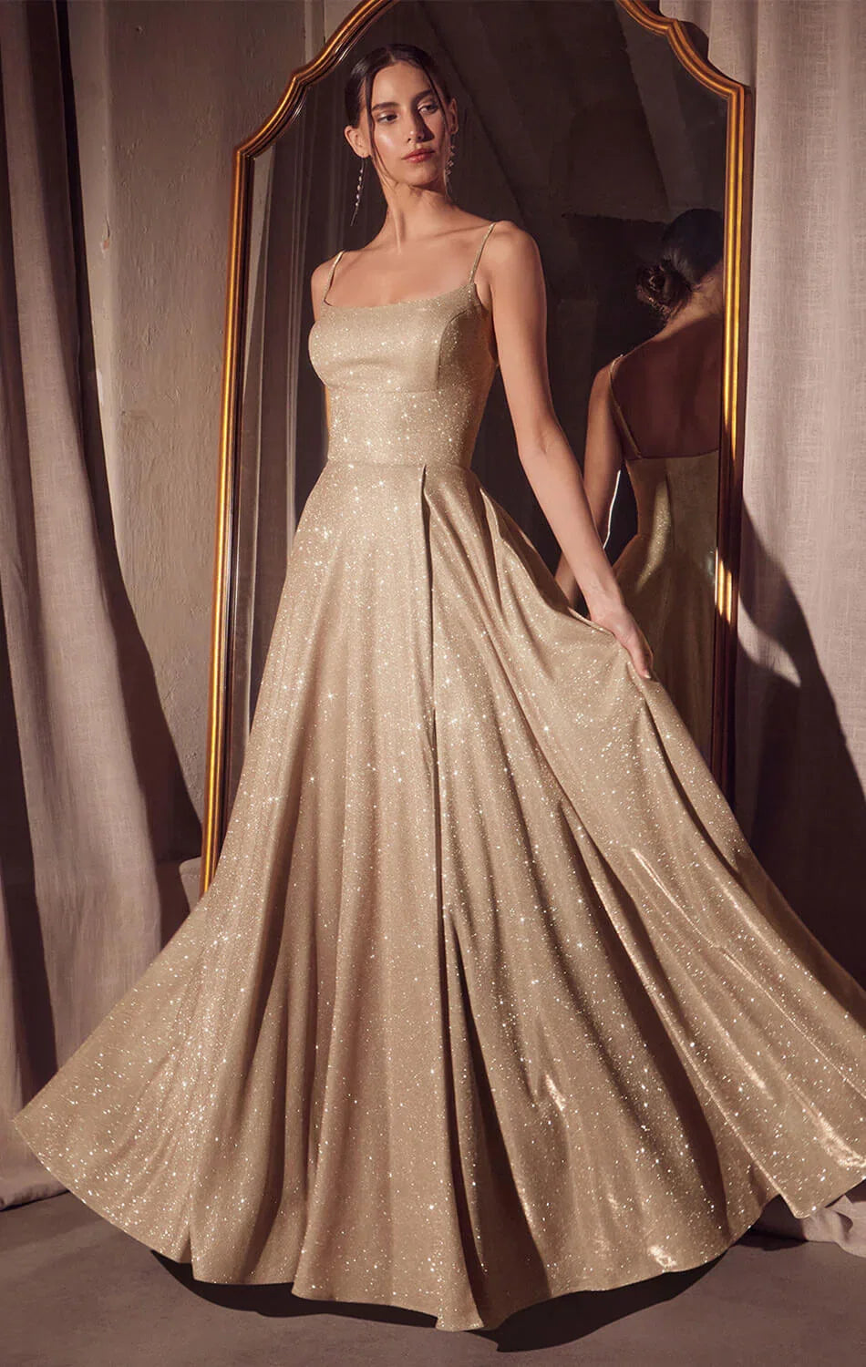 Eileen Gown Elegant Shimmer Drape Formal Dress