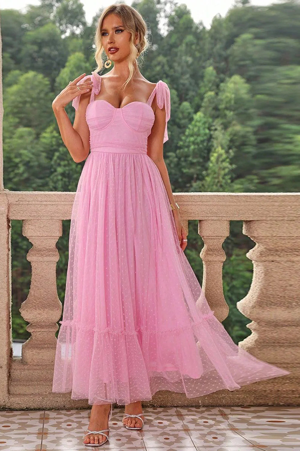 Black A Line Bow Spaghetti Straps Pleated Long Wedding Guest Dress